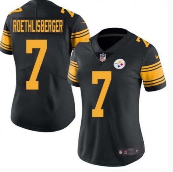 Women's Pittsburgh Steelers #7 Ben Roethlisberger Black Vapor Untouchable Limited Stitched NFL Jersey(Run Small)